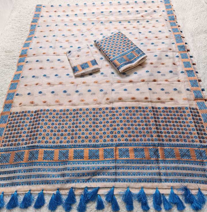 Ready-To-Wear Jari & Dhaga AC Cotton* Mekhela Sador