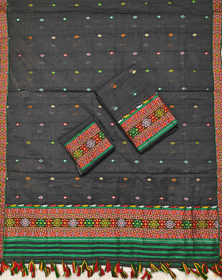 Ready-To-Wear Multi-Dhaga Work AC Cotton* Mekhela Sador