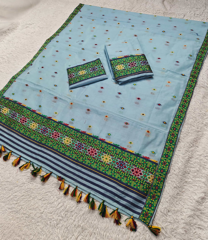 Ready-To-Wear Multi-Dhaga Work AC Cotton* Mekhela Sador