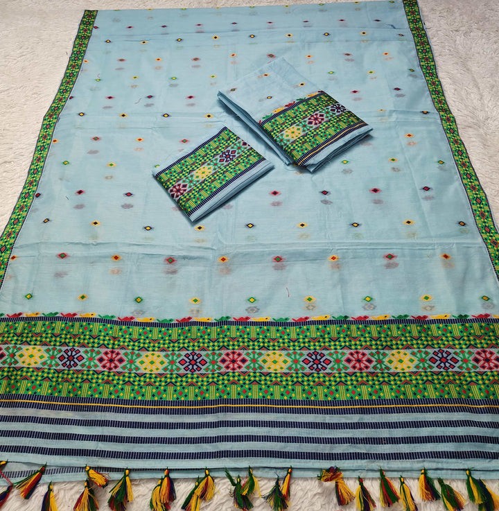 Ready-To-Wear Multi-Dhaga Work AC Cotton* Mekhela Sador