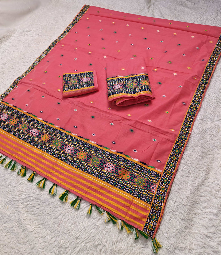 Ready-To-Wear Multi-Dhaga Work AC Cotton* Mekhela Sador