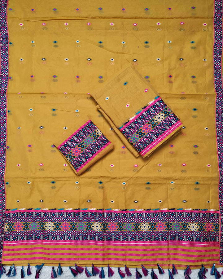 Ready-To-Wear Multi-Dhaga Work AC Cotton* Mekhela Sador