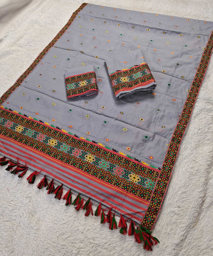 Ready-To-Wear Multi-Dhaga Work AC Cotton* Mekhela Sador
