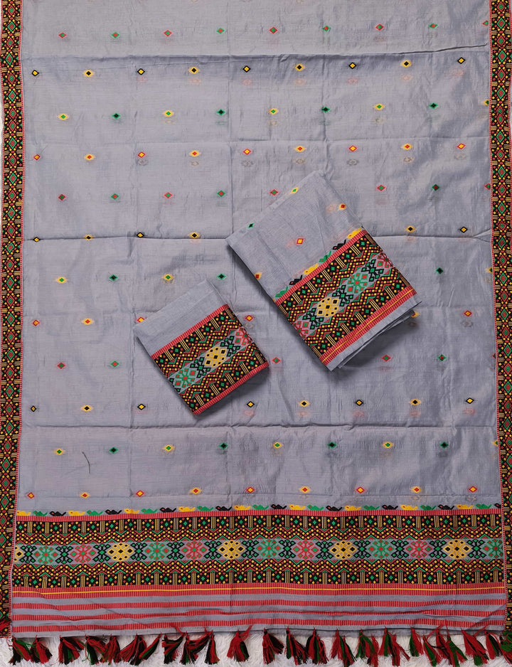 Ready-To-Wear Multi-Dhaga Work AC Cotton* Mekhela Sador