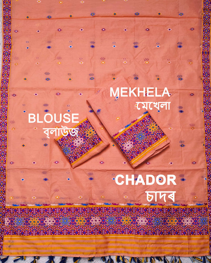 Ready-To-Wear Multi-Dhaga Work AC Cotton* Mekhela Sador