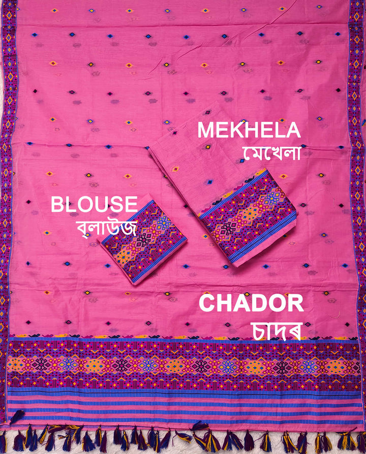 Ready-To-Wear Multi-Dhaga Work AC Cotton* Mekhela Sador