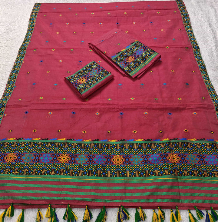 Ready-To-Wear Multi-Dhaga Work AC Cotton* Mekhela Sador