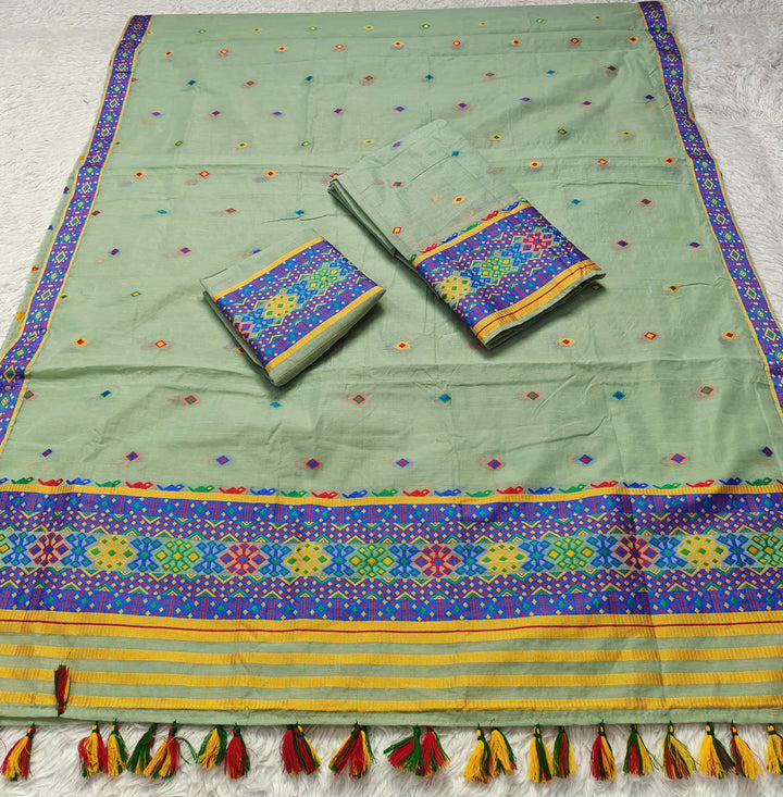 Ready-To-Wear Multi-Dhaga Work AC Cotton* Mekhela Sador