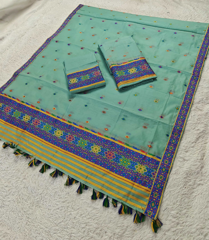 Ready-To-Wear Multi-Dhaga Work AC Cotton* Mekhela Sador