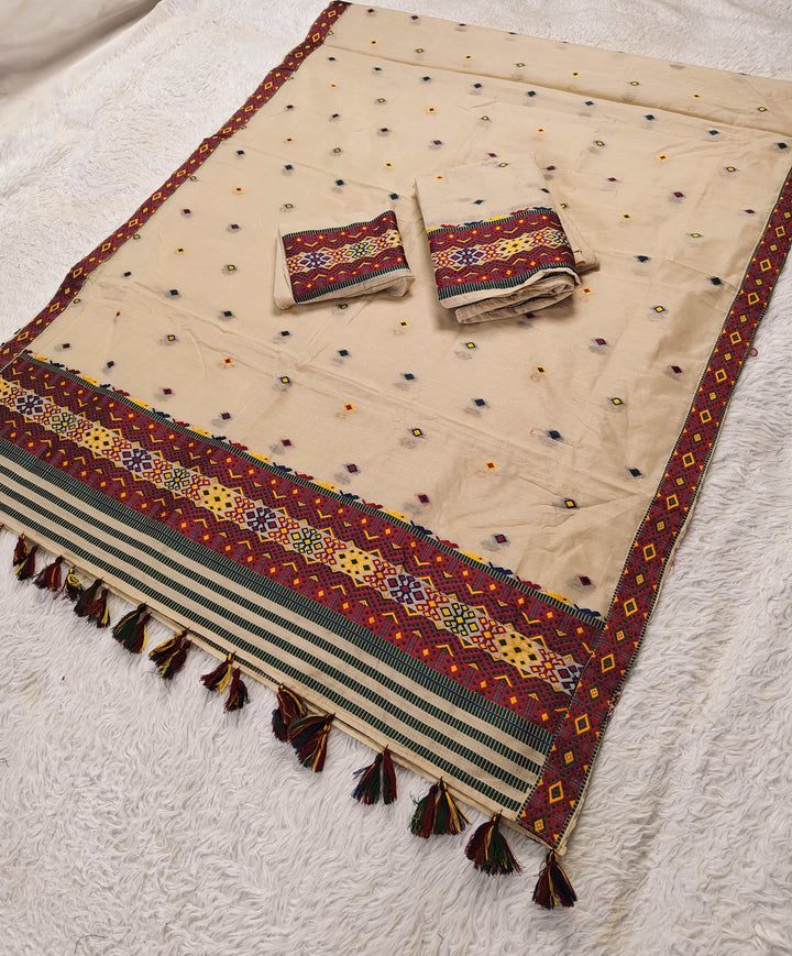 Ready-To-Wear Multi-Dhaga Work AC Cotton* Mekhela Sador
