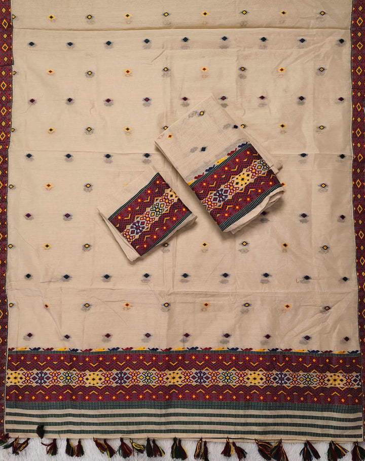 Ready-To-Wear Multi-Dhaga Work AC Cotton* Mekhela Sador