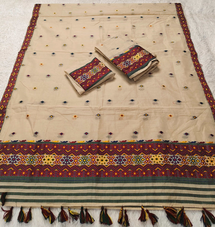 Ready-To-Wear Multi-Dhaga Work AC Cotton* Mekhela Sador