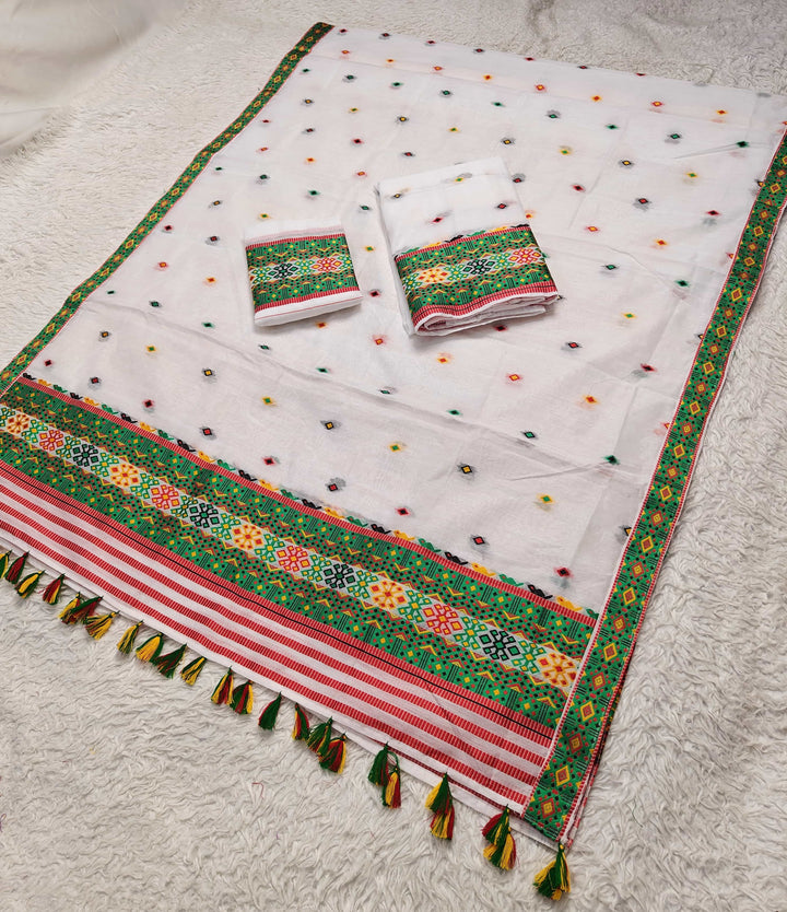 Ready-To-Wear Multi-Dhaga Work AC Cotton* Mekhela Sador