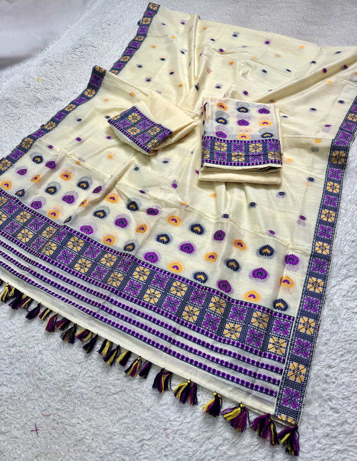 Ready-To-Wear Multi-Dhaga Work AC Cotton* Mekhela Sador
