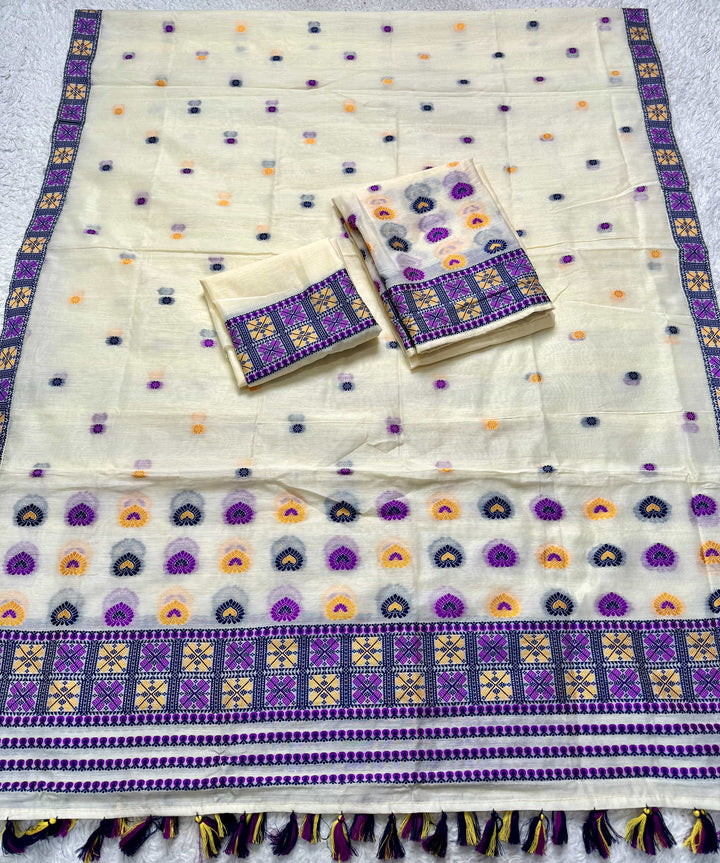 Ready-To-Wear Multi-Dhaga Work AC Cotton* Mekhela Sador