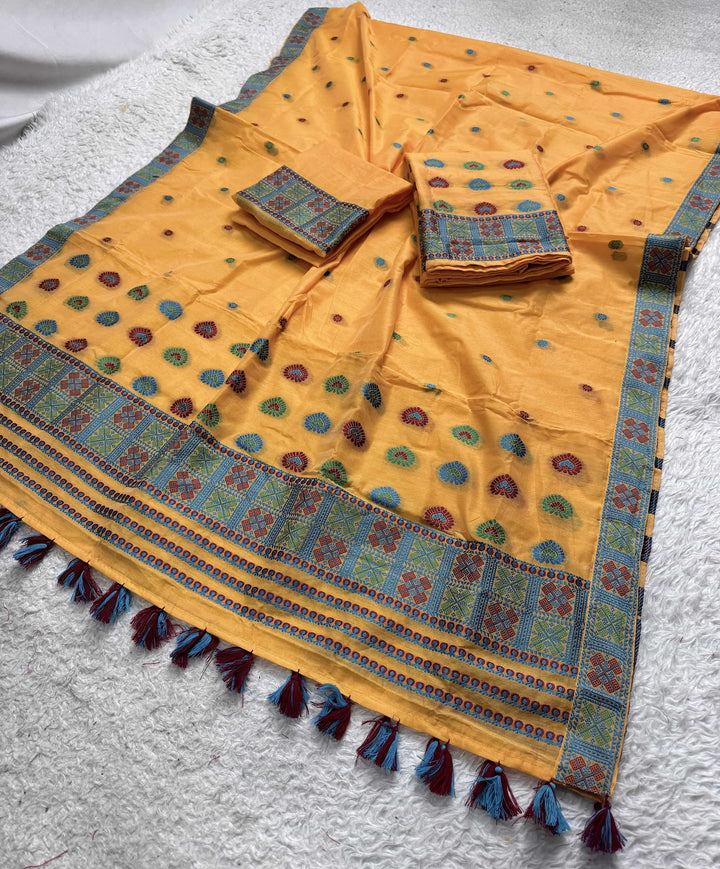Ready-To-Wear Multi-Dhaga Work AC Cotton* Mekhela Sador