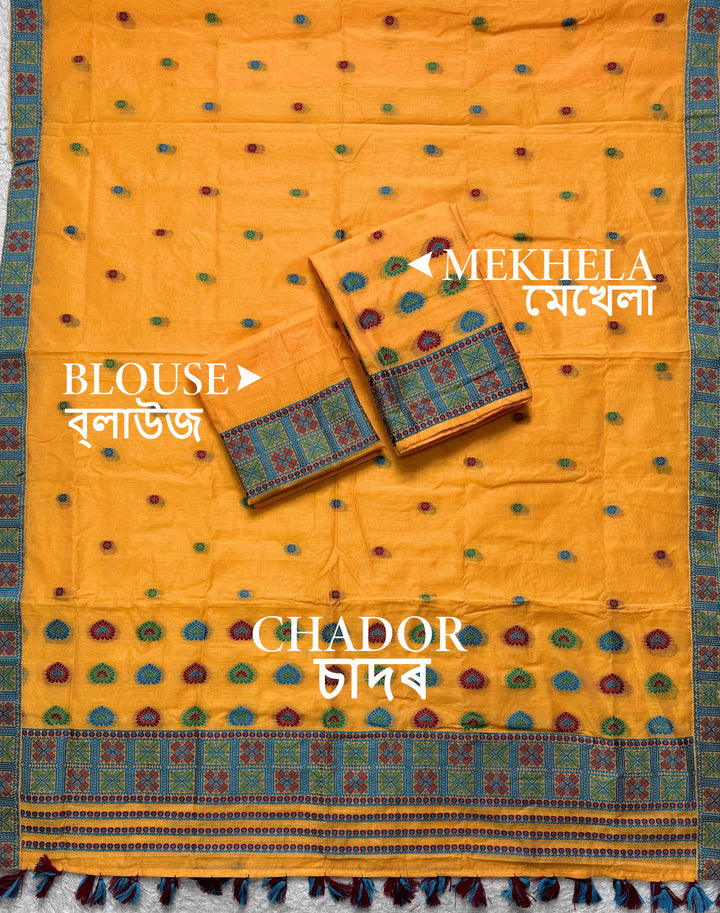 Ready-To-Wear Multi-Dhaga Work AC Cotton* Mekhela Sador