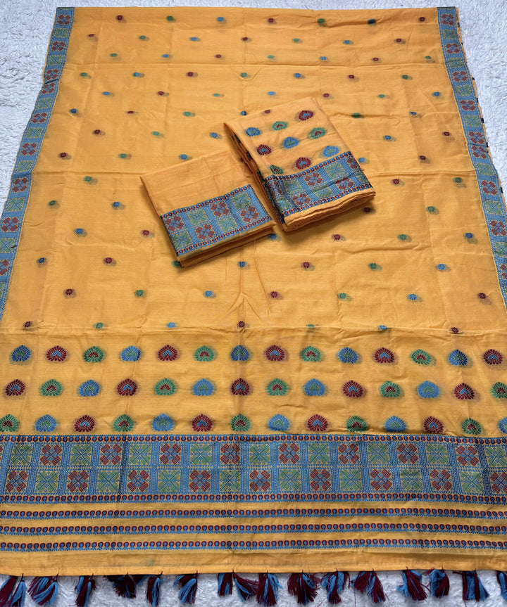 Ready-To-Wear Multi-Dhaga Work AC Cotton* Mekhela Sador