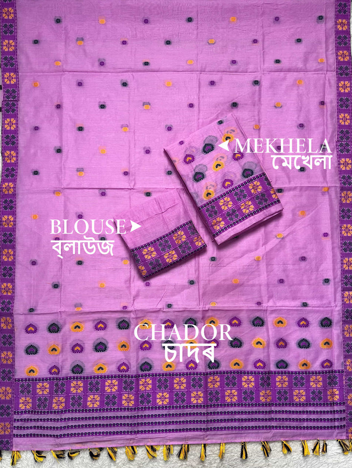 Ready-To-Wear Multi-Dhaga Work AC Cotton* Mekhela Sador