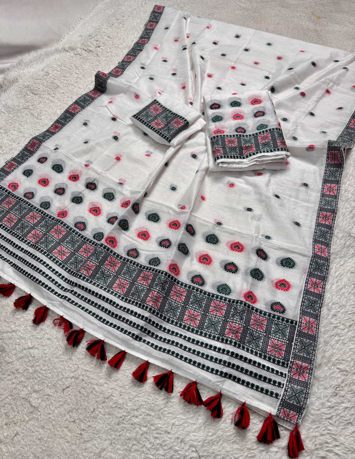 Ready-To-Wear Multi-Dhaga Work AC Cotton* Mekhela Sador