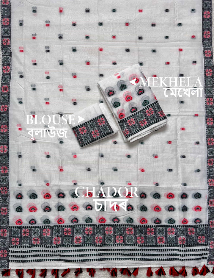 Ready-To-Wear Multi-Dhaga Work AC Cotton* Mekhela Sador