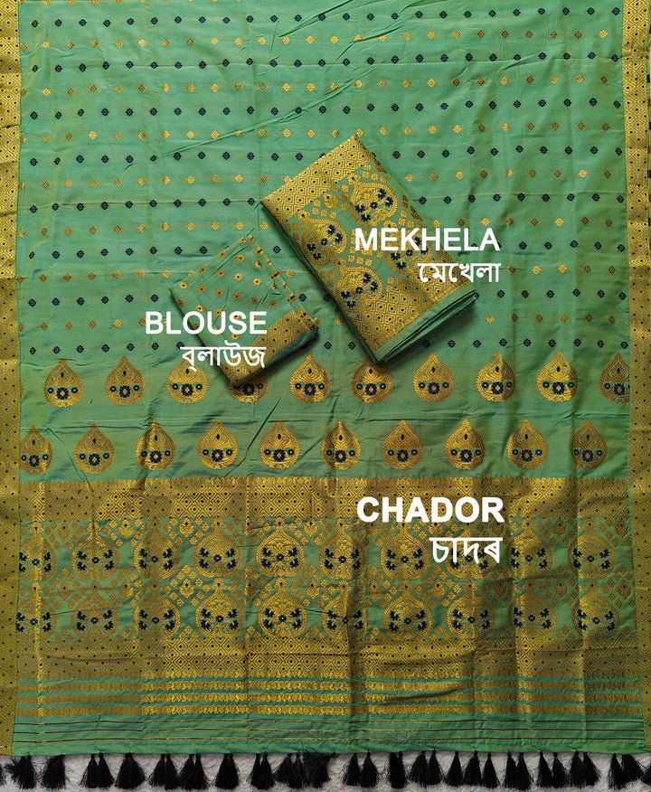 Ready-To-Wear Gold Jari Super Cotton* Mekhela Sador