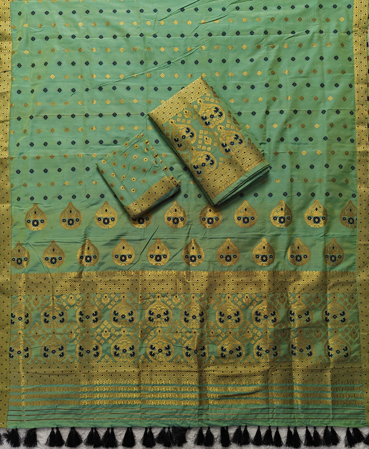 Ready-To-Wear Gold Jari Super Cotton* Mekhela Sador
