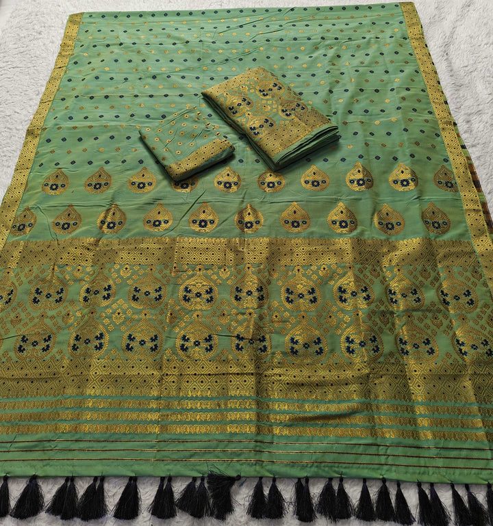 Ready-To-Wear Gold Jari Super Cotton* Mekhela Sador