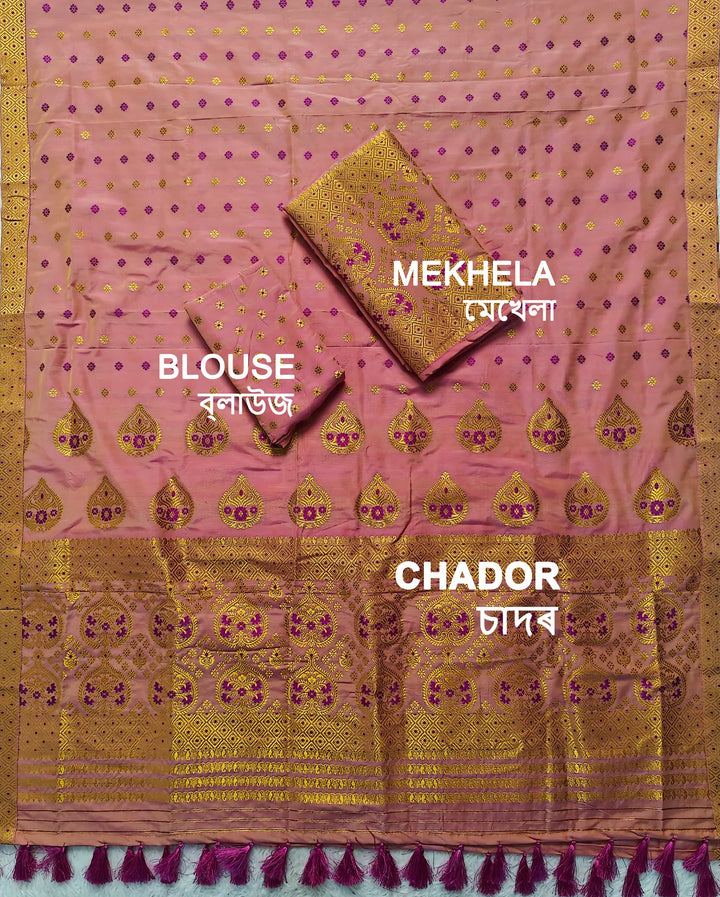 Ready-To-Wear Gold Jari Super Cotton* Mekhela Sador