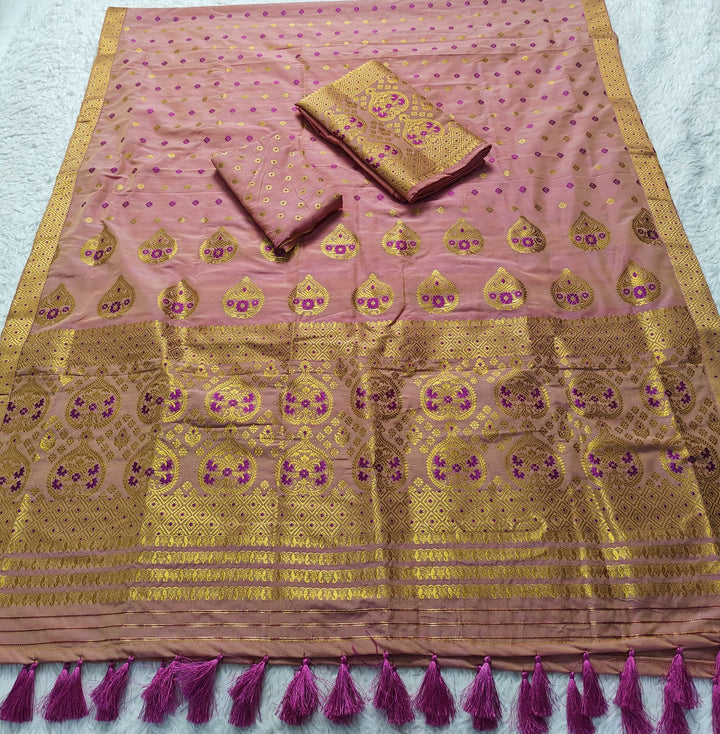 Ready-To-Wear Gold Jari Super Cotton* Mekhela Sador