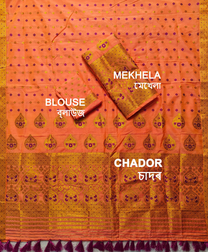 Ready-To-Wear Gold Jari Super Cotton* Mekhela Sador