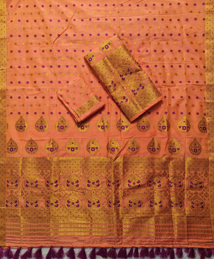 Ready-To-Wear Gold Jari Super Cotton* Mekhela Sador