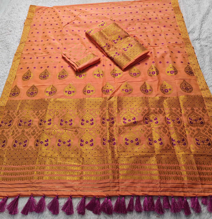 Ready-To-Wear Gold Jari Super Cotton* Mekhela Sador