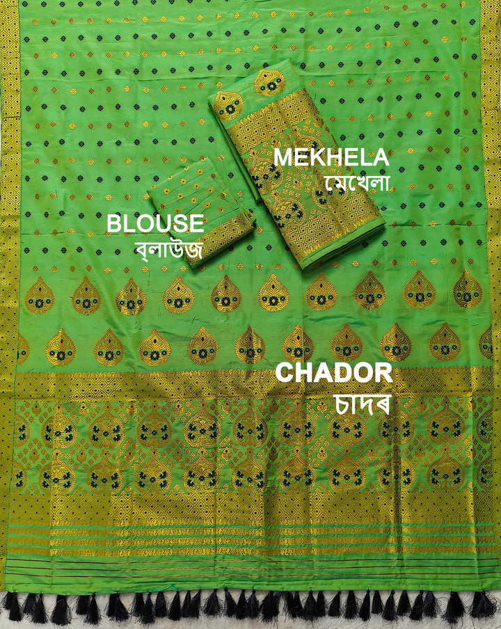 Ready-To-Wear Gold Jari Super Cotton* Mekhela Sador