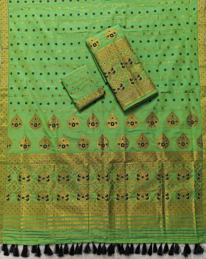 Ready-To-Wear Gold Jari Super Cotton* Mekhela Sador