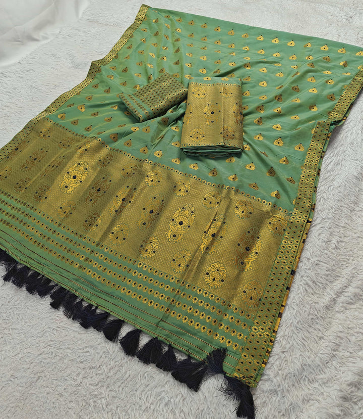 Ready-To-Wear Silver Gold Super Cotton* Mekhela Sador