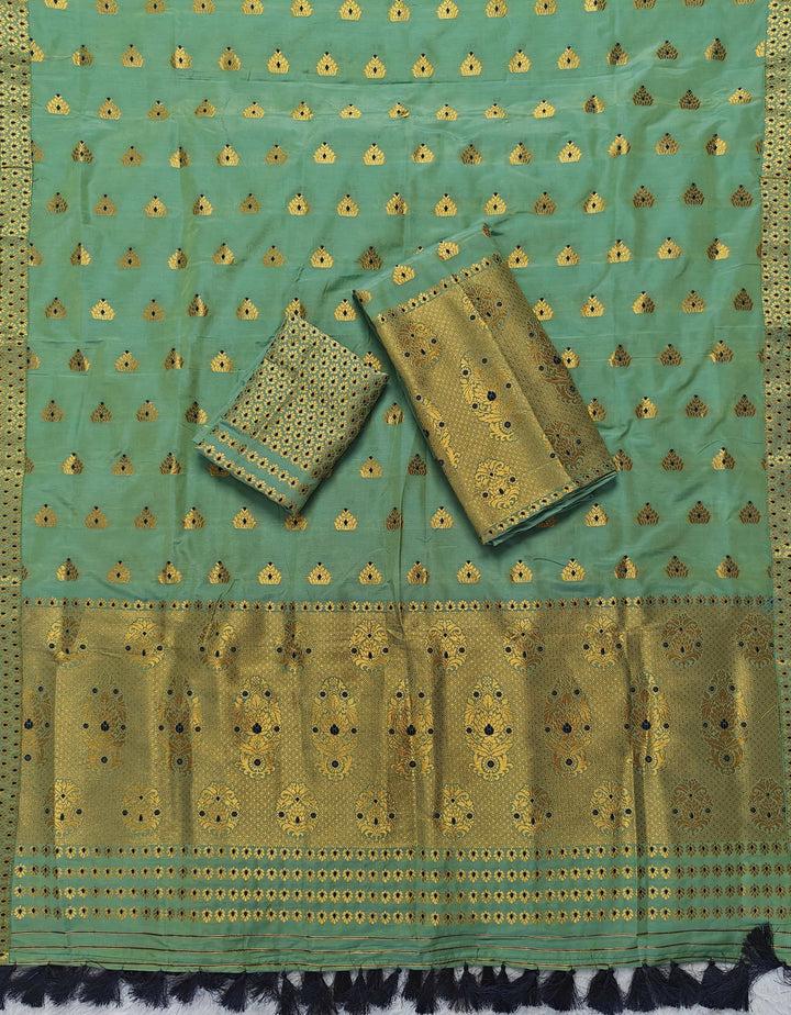 Ready-To-Wear Silver Gold Super Cotton* Mekhela Sador