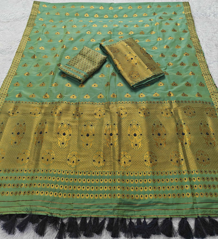 Ready-To-Wear Silver Gold Super Cotton* Mekhela Sador