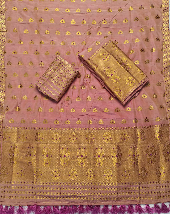 Ready-To-Wear Silver Gold Super Cotton* Mekhela Sador