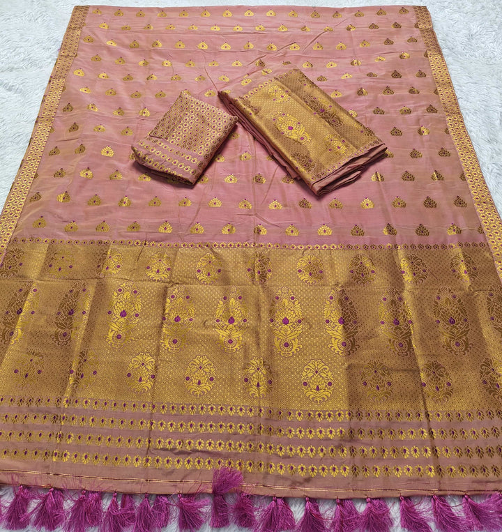 Ready-To-Wear Silver Gold Super Cotton* Mekhela Sador