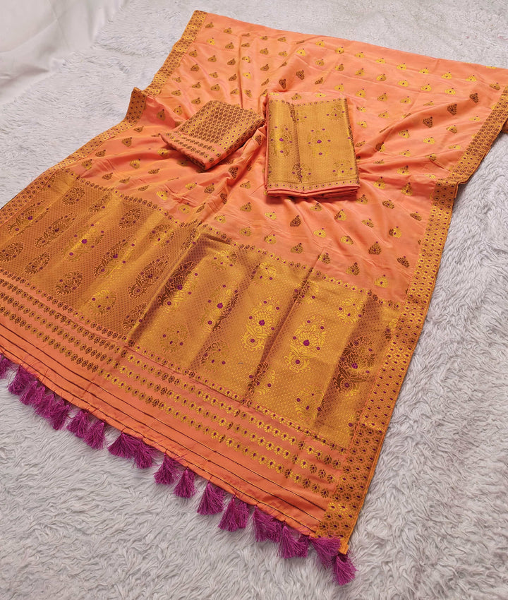 Ready-To-Wear Silver Gold Super Cotton* Mekhela Sador