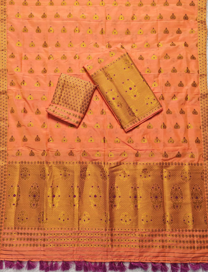 Ready-To-Wear Silver Gold Super Cotton* Mekhela Sador