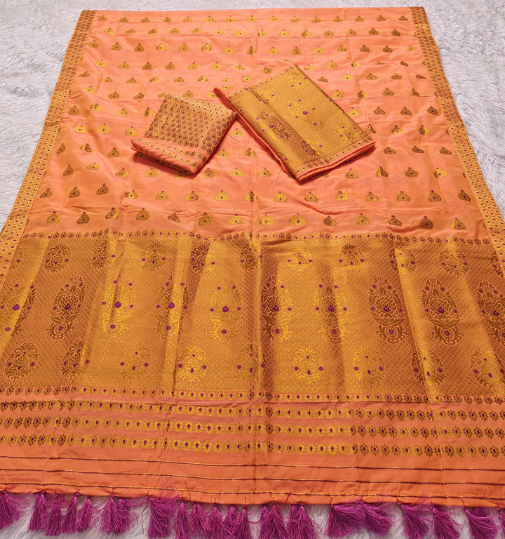 Ready-To-Wear Silver Gold Super Cotton* Mekhela Sador