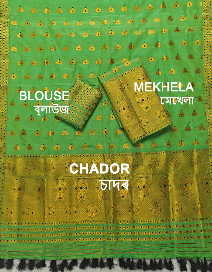 Ready-To-Wear Silver Gold Super Cotton* Mekhela Sador