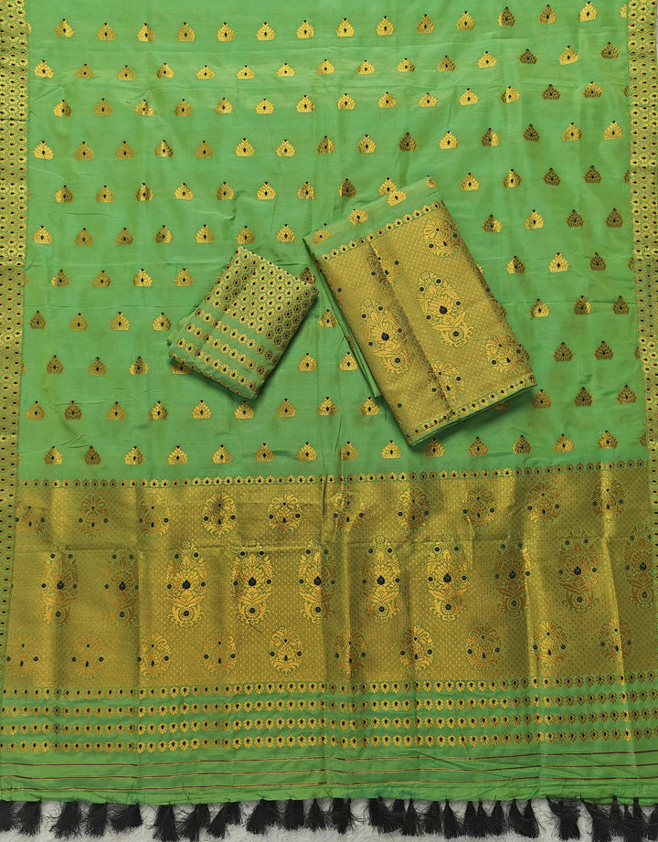 Ready-To-Wear Silver Gold Super Cotton* Mekhela Sador