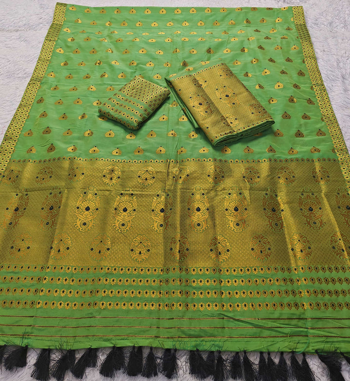 Ready-To-Wear Silver Gold Super Cotton* Mekhela Sador