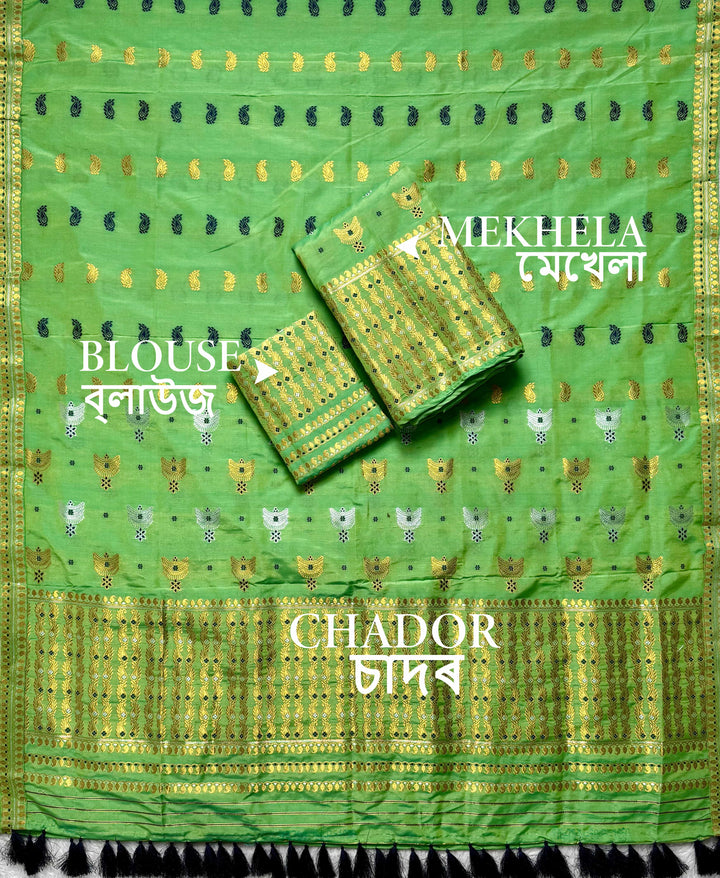 Ready-To-Wear Silver Silver Super Cotton* Mekhela Sador