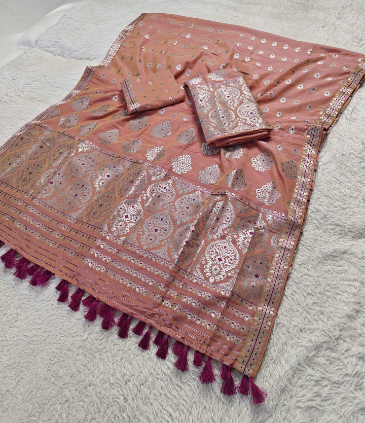 Ready-To-Wear Silver Jari Super Cotton* Mekhela Sador