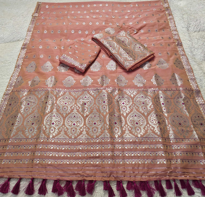 Ready-To-Wear Silver Jari Super Cotton* Mekhela Sador