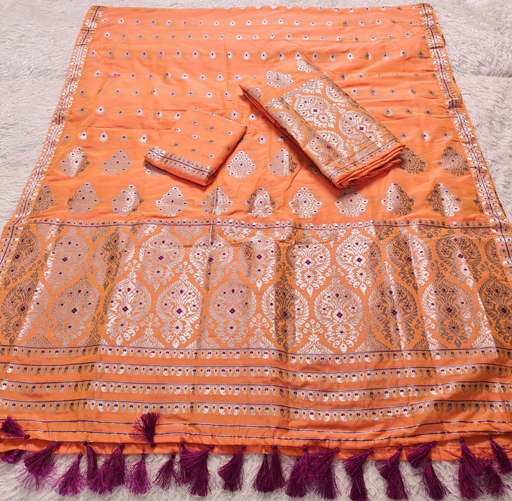 Ready-To-Wear Silver Jari Super Cotton* Mekhela Sador